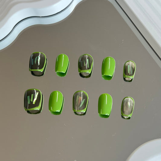 Green PlusPlus - Handmade 10 Pc Press On Nails - Select Order