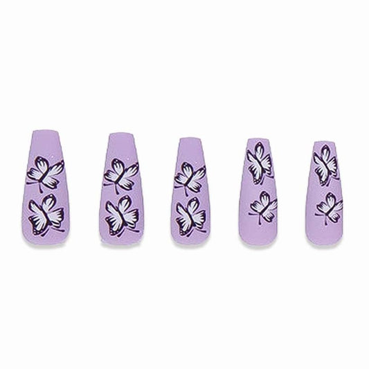 Purple Butterfly - 24 Pc Premium Press On Nails