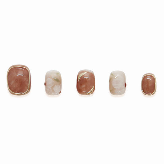 Cameo Brown and Ink - Handmade 10 Pc Press On Nails